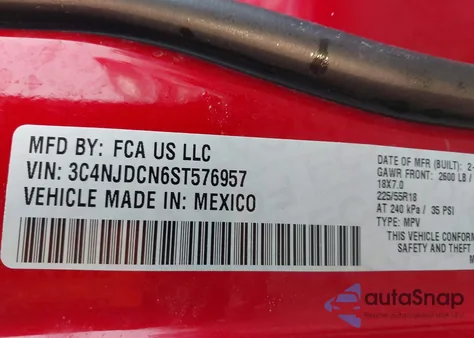 2025 Jeep Compass Limited 4X4 z USA, uszkodzony, nr VIN 3C4NJDCN6ST576957